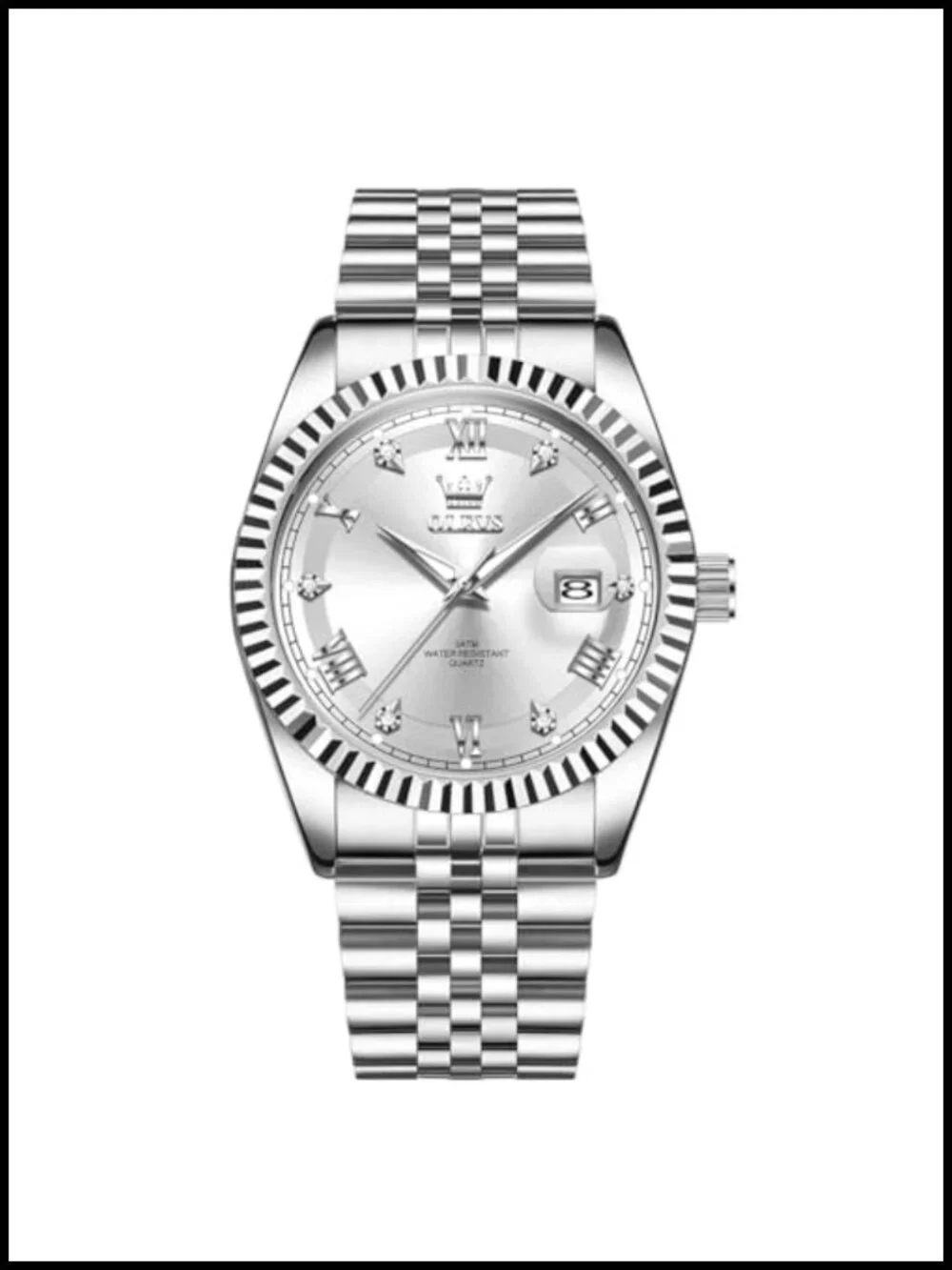 Mens Stainless Steel Quartz Watch Waterproof Dress Casual with Date